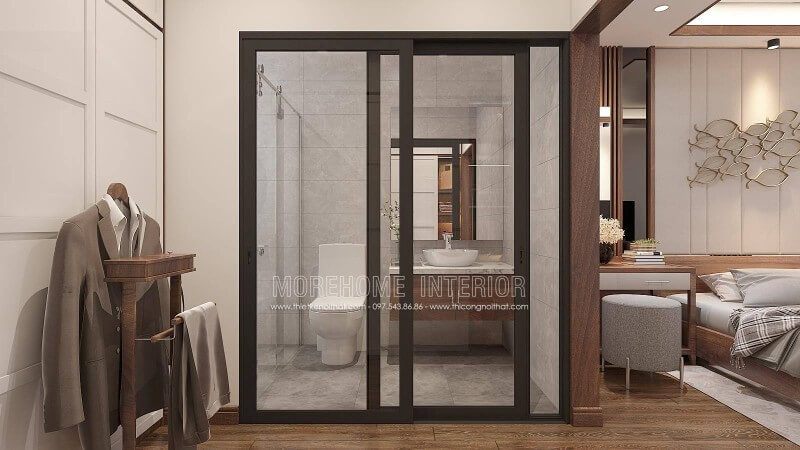 Thoạt nhìn kệ để quần áo như trên có vẻ sẽ mang lại sự bất tiện khi mất thời gian để kệ quần áo ra rồi để vào mỗi khi lấy quần áo trong tủ ra tuy nhiên nó lại hợp lý khi tủ trên lại là tủ để lưu trữ chỉ khi cần bạn mới lấy ra đôi ba lần, còn thiết kế tủ quần áo lại nằm ở phía đối diện cửa trượt giúp bạn rất tiện khi tìm quần áo.