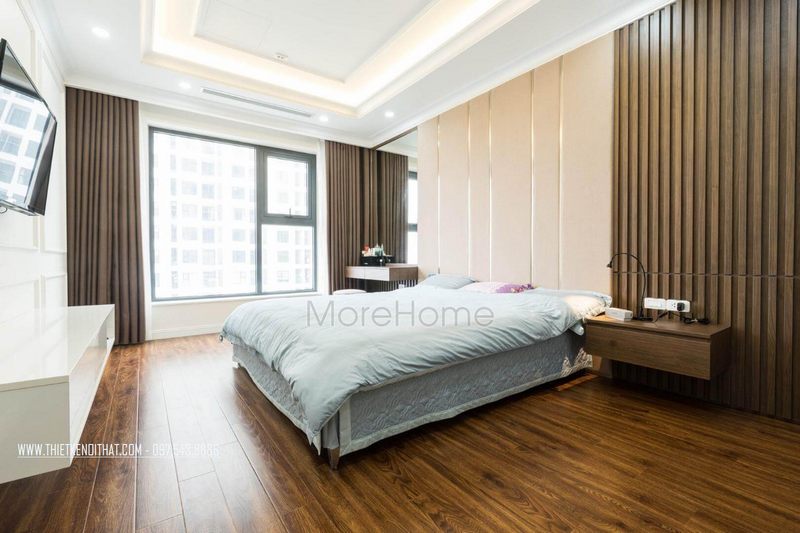 Sàn gỗ hiện đại được thi công bởi đội thợ chuyên nghiệp của Morehome