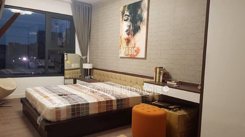 Hình ảnh thi công nội thất phòng ngủ thực tế theo phong cách hiện đại tại căn hộ chung cư Imperia sky garden Hà Nội