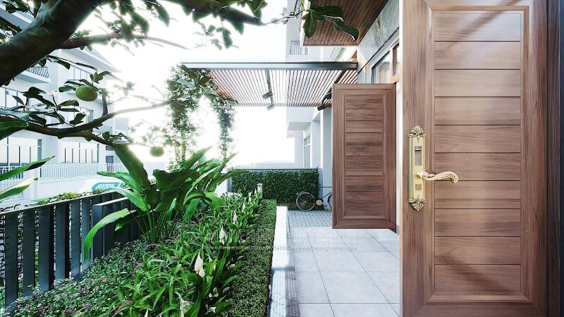 Mẫu cửa gỗ biệt thự đẹp bằng gỗ tự nhiên nhập khẩu cao cấp