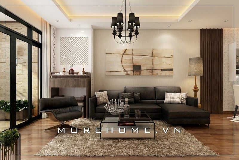Bộ sofa màu đen bọc da giúp gia chủ tạo dấu ấn và xác định được vị thế của họ.
