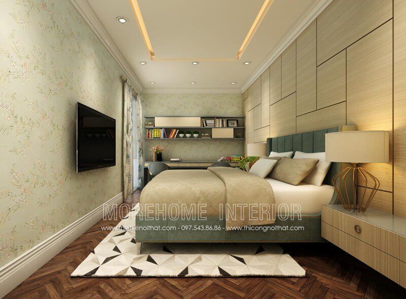Giường ngủ với khung gỗ tự nhiên nhập khẩu, bọc nỉ nhung cao cấp là lựa chọn hoàn hảo để trang trí các căn biệt thự cao cấp.